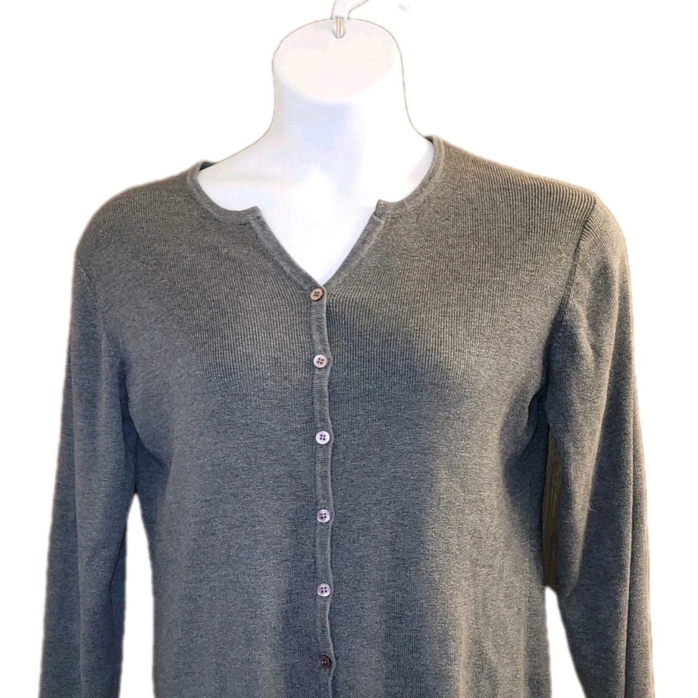 Vtg Tailor B.Moss Size L Gray button front‎ cardigan v-neck Lightweight